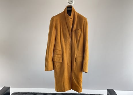 loewe high neck leather coat