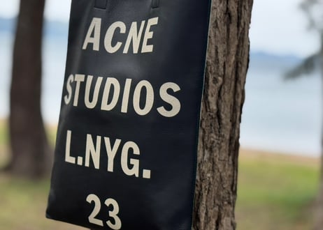 acne studios logo leather bag