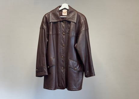 80-90s loewe leather anagram coat