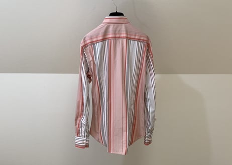 salvatore ferragamo stripe shirt red×gray