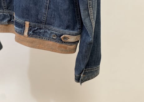 emporio armani leather switch denim jacket