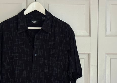 90s open collar rayon shirt