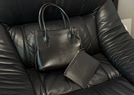 jilsander logo leather bag
