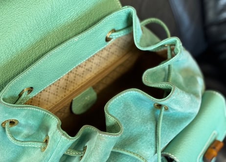 80-90s gucci leather bag tiffany blue