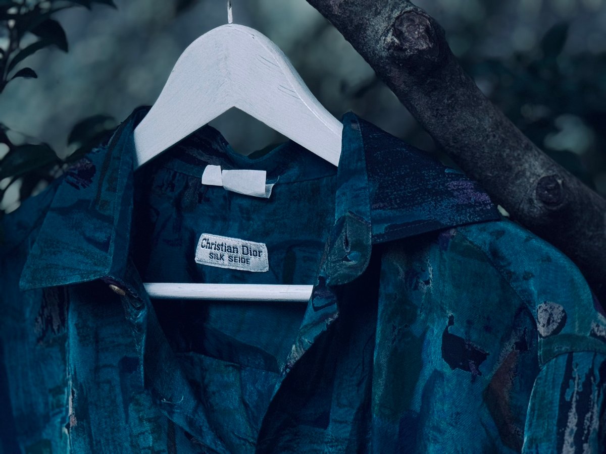 【最高級シルク】 80s Dior シャツ　ジオメトリック　ヴィンテージ　美品 最高級シルク】 80s Dior シャツジオメトリックヴィンテージ美品
