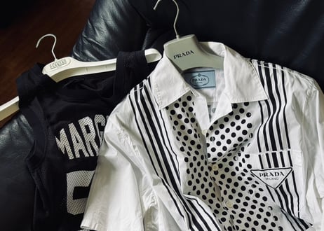 prada triangle logo shirt