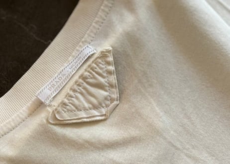 prada triangle rogo tops white