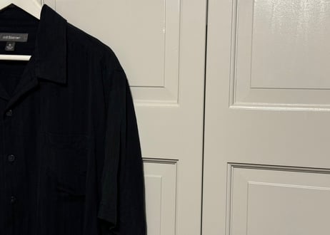 90s silk open collar silk shirt