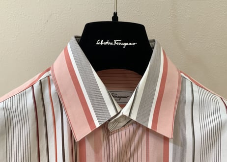 salvatore ferragamo stripe shirt red×gray