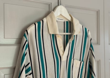 yves saint laurent stripe polo shirt green