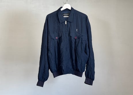 yves saint laurent YSL logo silk jacket navy