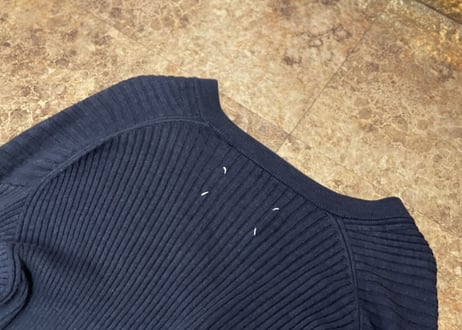 maison margiela 2017ss elbow patch cardigan