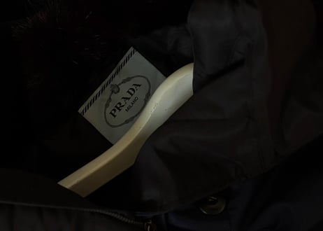 prada triangle logo hoodie