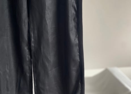 emporio armani fake leather side line wide pants