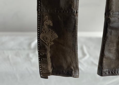 ralph lauren embroidery leather pants