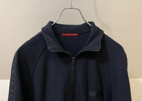 prada logo jersey blouson black