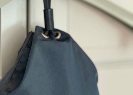 prada nylon logo bag blue gray