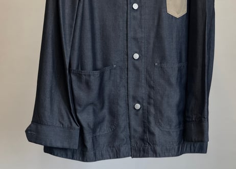 maison margiela leather denim shirt jacket dead stock