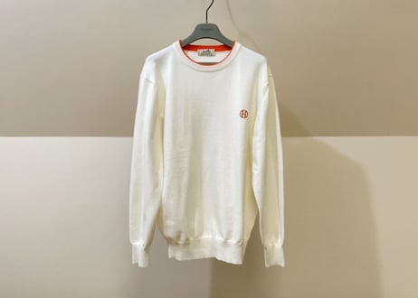 hermes 2020aw "H" logo knit white