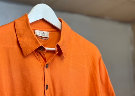 hermes "H logo" orange polo shirt