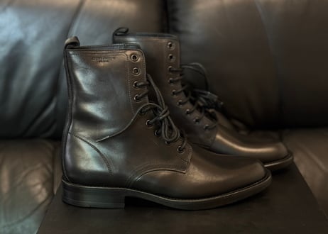 saint laurent logo leather boots dead stock