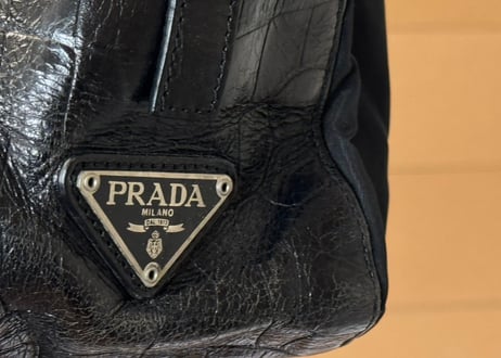 prada crocodile embossed nylon bag