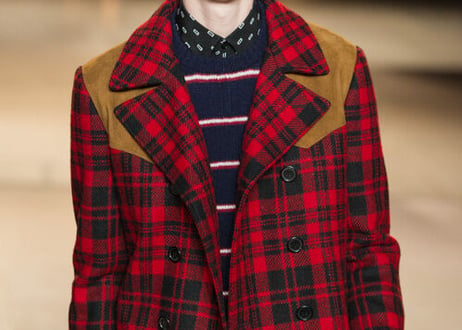 saint laurent paris 2014aw leather switch double coat