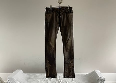 ralph lauren embroidery leather pants