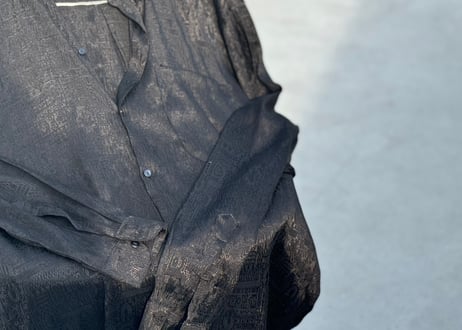 90s "総柄" silk shirt