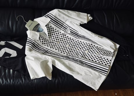 prada triangle logo shirt
