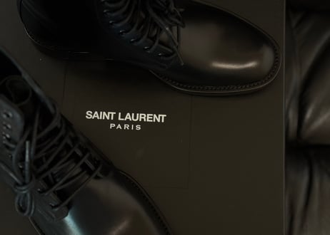 saint laurent logo leather boots dead stock