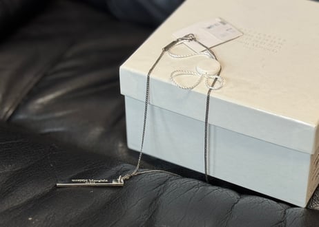 maison margiela silver logo  necklace