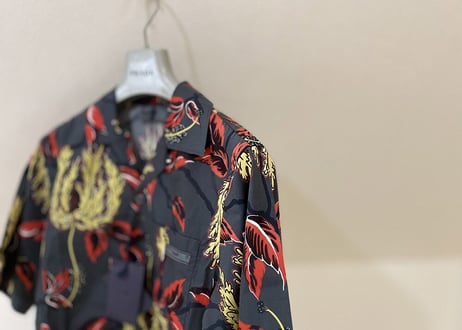 2018ss prada aloha shirt black dead stock xs