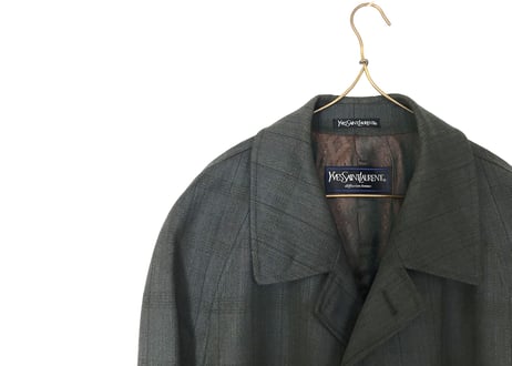 80-90s yves saint laurent  check long coat dead stock