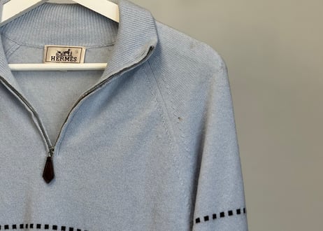 hermes half zip pure cashmere knit