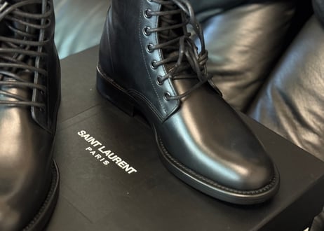 saint laurent logo leather boots dead stock