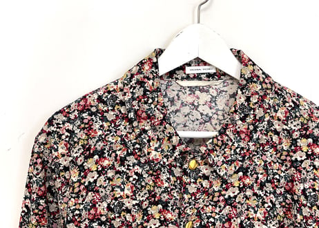 yota toki over size flower pattern corduroy shirt