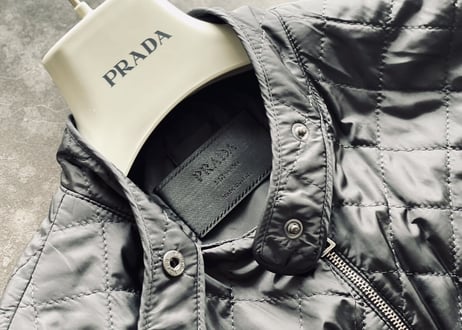 prada nylon logo quilting coat