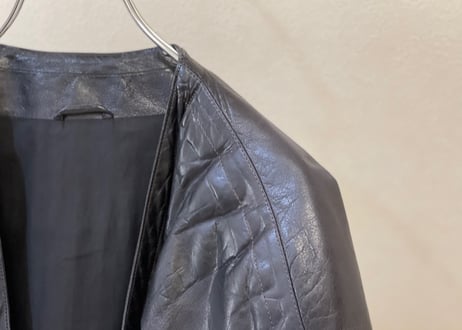 80s gianni versace leather no collar jacket