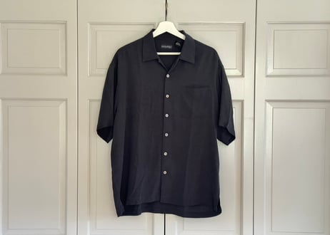 90s silk open collar shirt