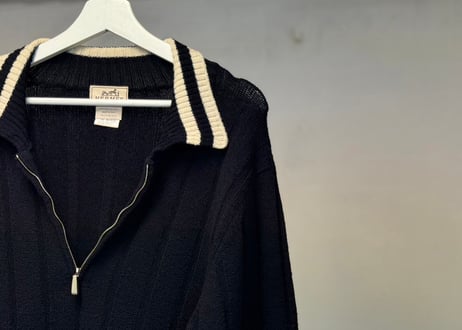 hermes half zip drivers knit