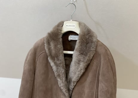 80s balenciaga made in belgium leather fur coat