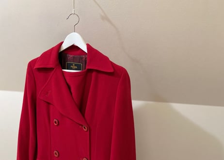 fendi double long coat red