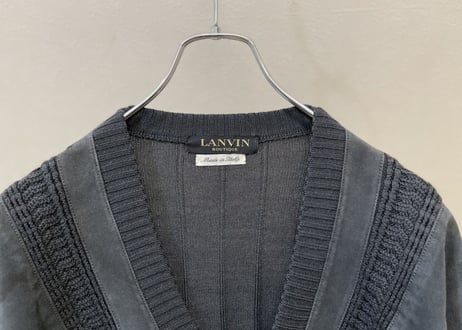 lanvin deep neck suede knit