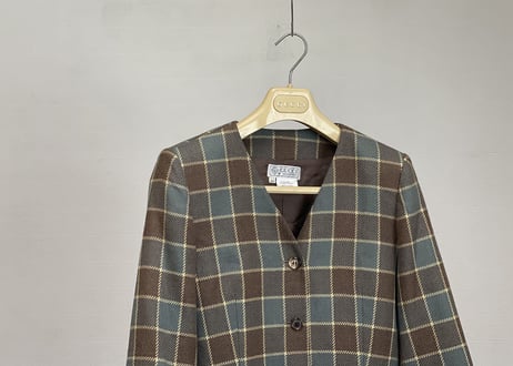 80s gucci  no collar check jacket