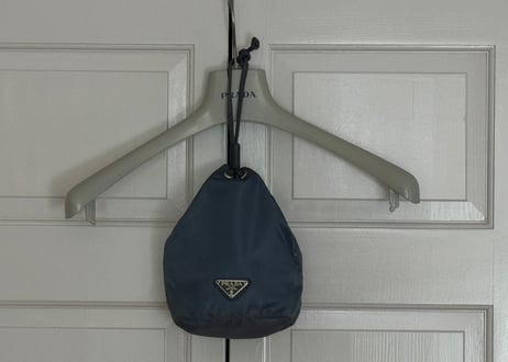 prada nylon logo bag blue gray