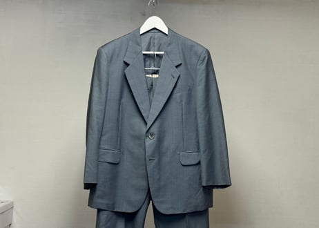 yves saint laurent blue gray stripe set up suit