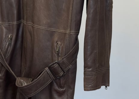 preview made in Italy leather belted coat