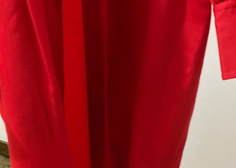 80s celine belted long coat red