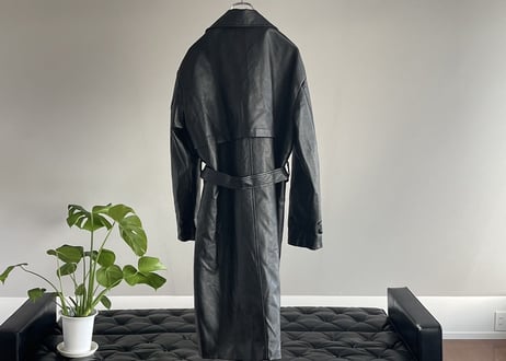 90s leather belted coat